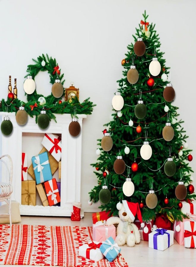 YUJUN 12 PCS Christmas Large Velvet Balls Ornaments 3.14In Shatterproof White Green Tree Hanging Plastic Ball Set Xmas Bulk Flocked Ornaments for Christmas Tree Home Party Wreath Decorations - Image 4